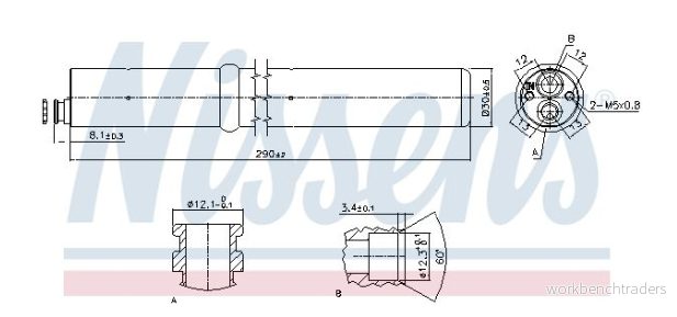NISSENS 95555 Bouteille Déshydratante R 134a Aluminium AUDI: Q5, A5 B8 Coupe, A4 Berline 5707286408999