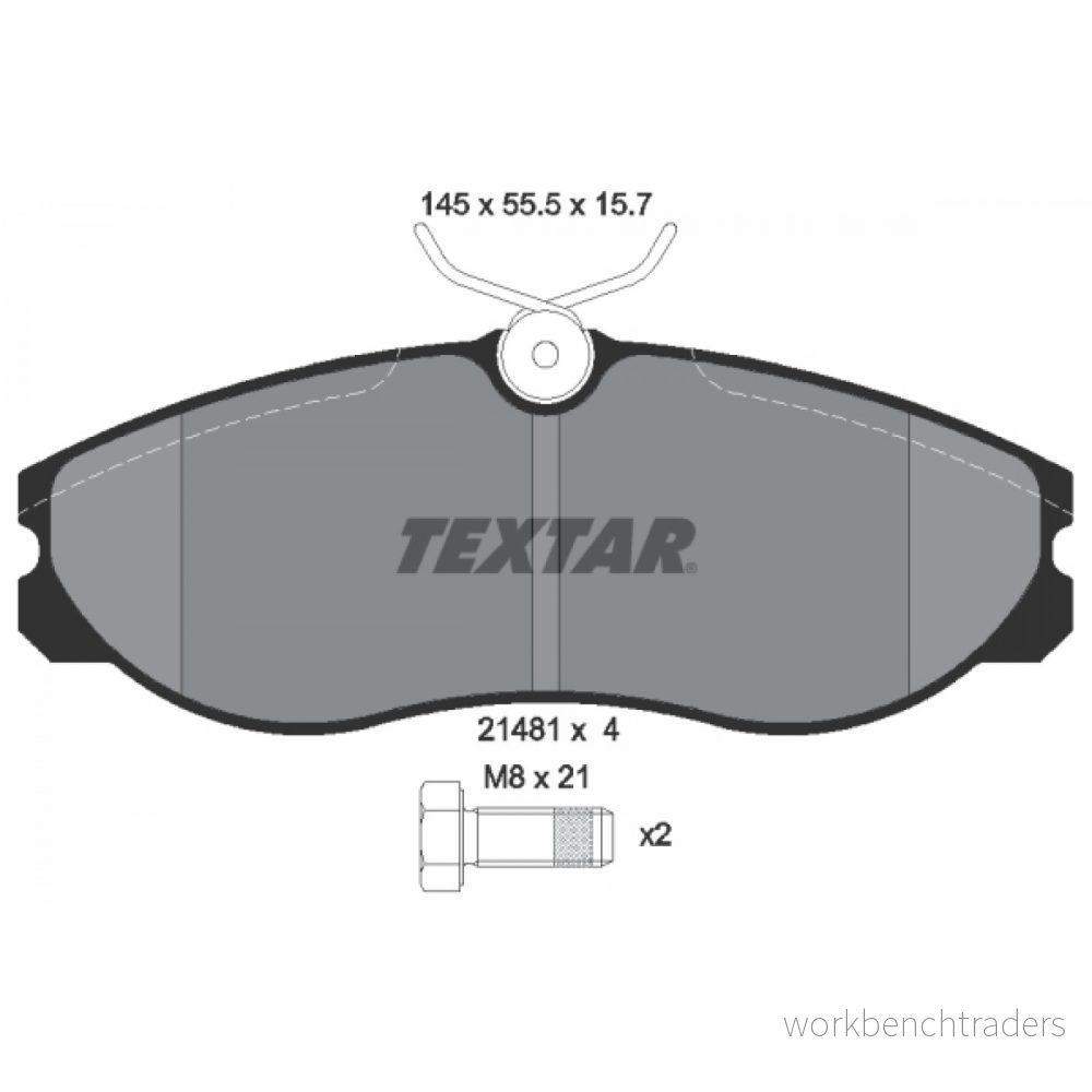 TEXTAR 2148101 Jeu de plaquettes frein non préparé pour indicateur d'usure avec vis d'étrier NISSAN: TERRANO 2, Serena, Vanette Cargo Van 4019722193316