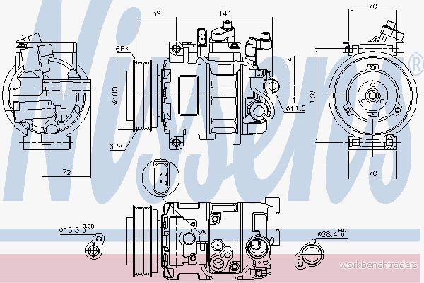 Kompressor, klimatanläggning Nissens 89052 5707286349247