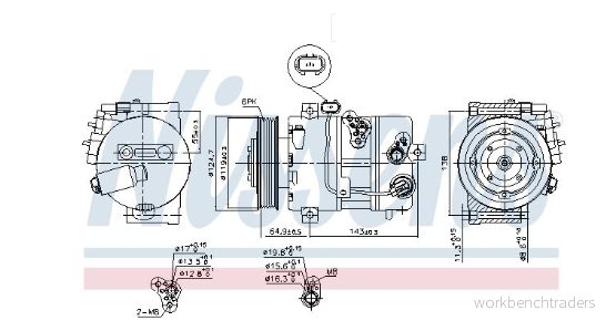 NISSENS 890578 Compresseur De Climatisation DVE18 12 PAG 46 R 134a KIA: SORENTO 2, 3 5707286439351