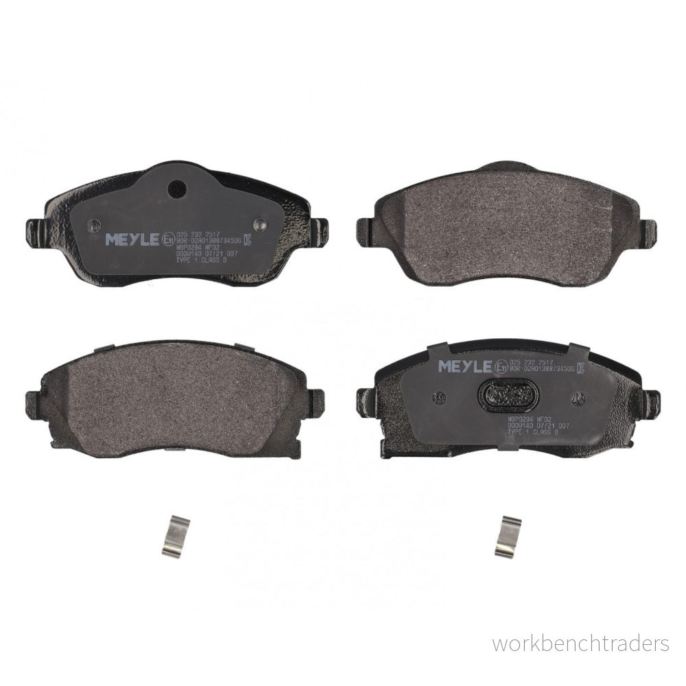 MEYLE 025 232 2517 Jeu de plaquettes frein ORIGINAL Quality Essieu avant avec indicateur d'usure agrafe, tôle anti bruit OPEL: Meriva A 4040074266502