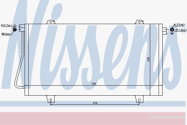 NISSENS 94989 Condenseur De Clim sans déshydrateur Aluminium 730 R 134a RENAULT: MASTER 2 Kasten, Bus, Pritsche/Fahrgestell 5707286260634