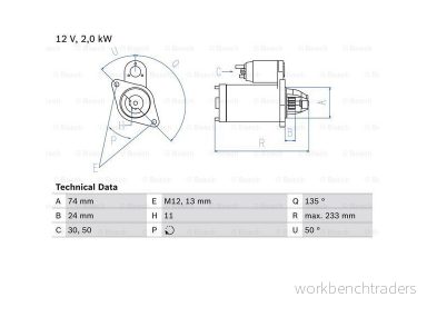 Startmotor BOSCH 0 986 023 240 4047024733619