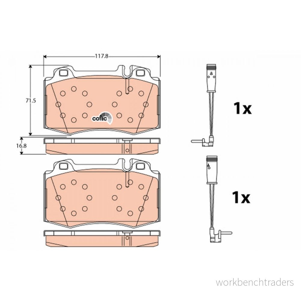 TRW Bromsbeläggssats, Skivbroms GDB1543 - 4-pack 3322937334483