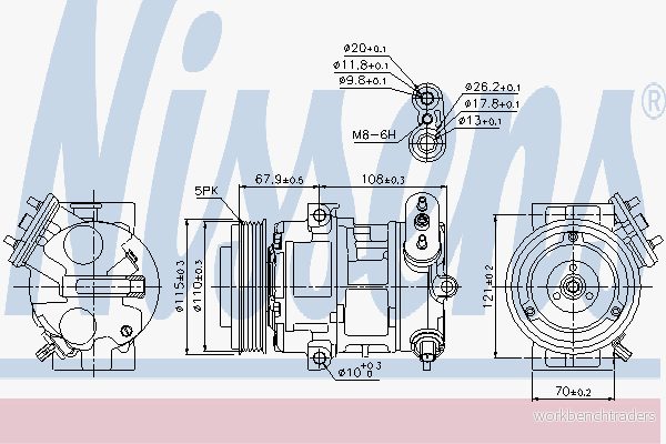 Kompressor, klimatanläggning Nissens 89100 5707286353466