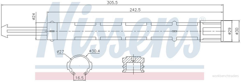 NISSENS 95514 Bouteille Déshydratante R 134a Matière plastique FIAT: Ducato III Сamion à Plateau / Сhâssis, Van, PEUGEOT: Boxer Van 5707286383562
