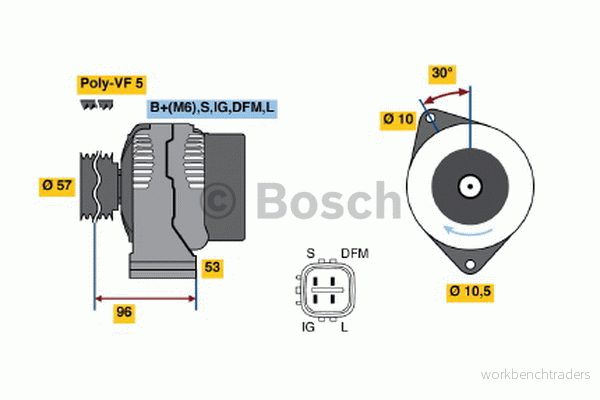 BOSCH 0 986 049 221 Alternateur 14V 130A TOYOTA: RAV4 II SUV, Avensis Verso, Previa / Estima 4047024415065