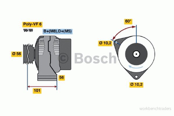 BOSCH 0 986 039 750 Alternateur 14V 90A MERCEDES BENZ: Classe E Berline, C Break 3165141163766