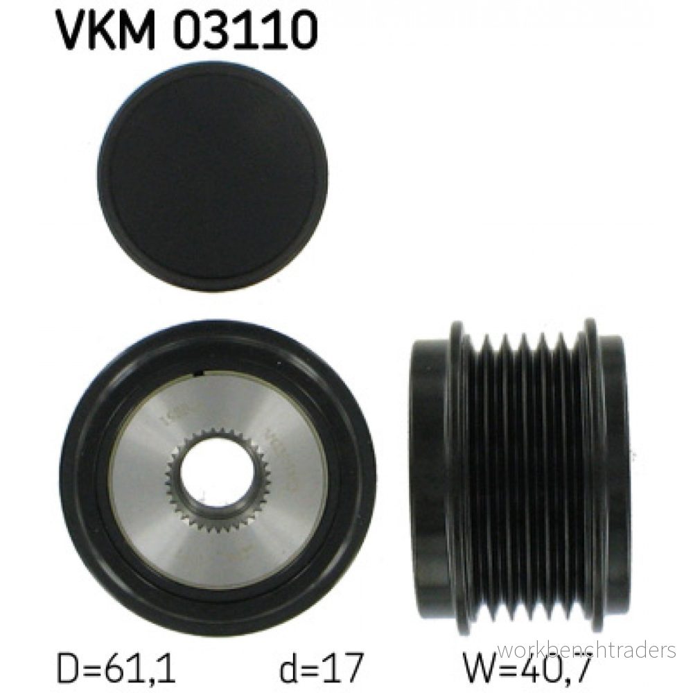Frihjulskoppling, generator SKF VKM 03110 7316574790685