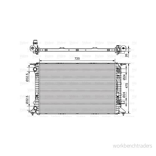 VALEO 735472 radiateur du moteur Aluminium 475 720 26 sans thermostat de liquide refroidissement Grille soudée AUDI: A5 B8 Coupe 3276427354720