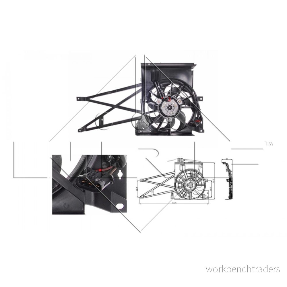 NRF 47013 ventilateur Moteur 290 12 132 avec cadre du de radiateur (encadrement), résistance charge