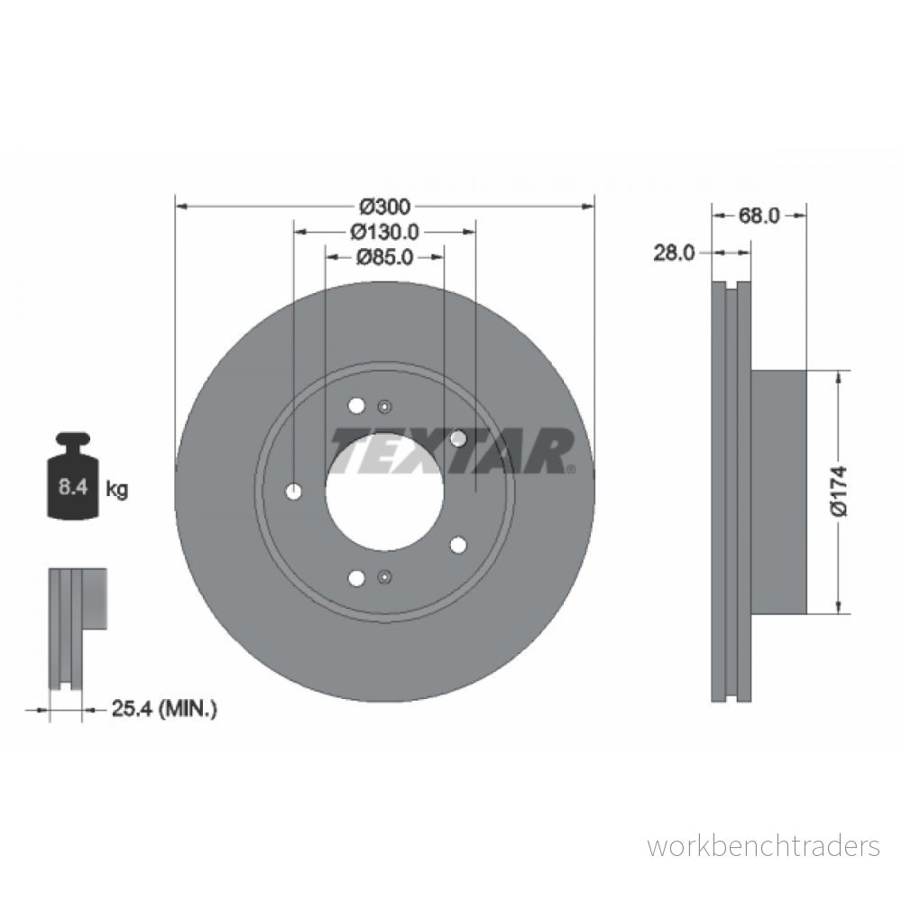 TEXTAR PRO 92203003 Disque de frein SSANGYONG: Stavic SUV, RODIUS I, 2