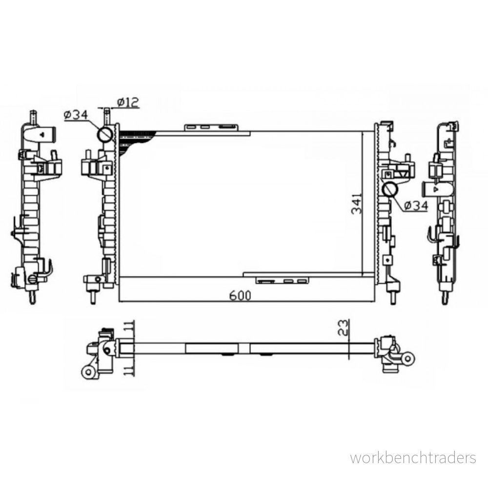 NRF Economy Class 54753A Radiateur du moteur Aluminium 600 341 23 ailettes jointes mécaniquement OPEL: Corsa C 3/5 portes, Tigra Twintop 8718042158253
