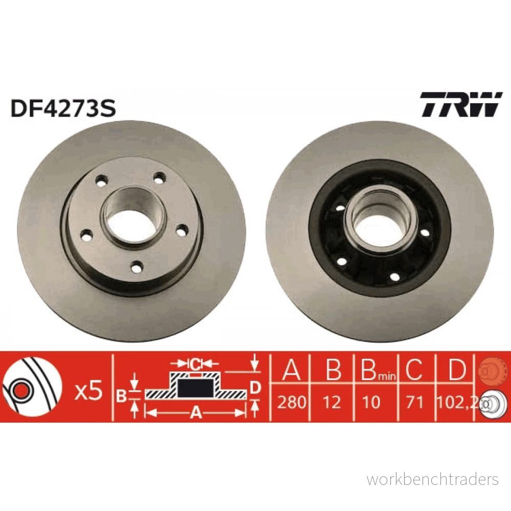 Bromsskiva TRW DF4273S 3322937404957
