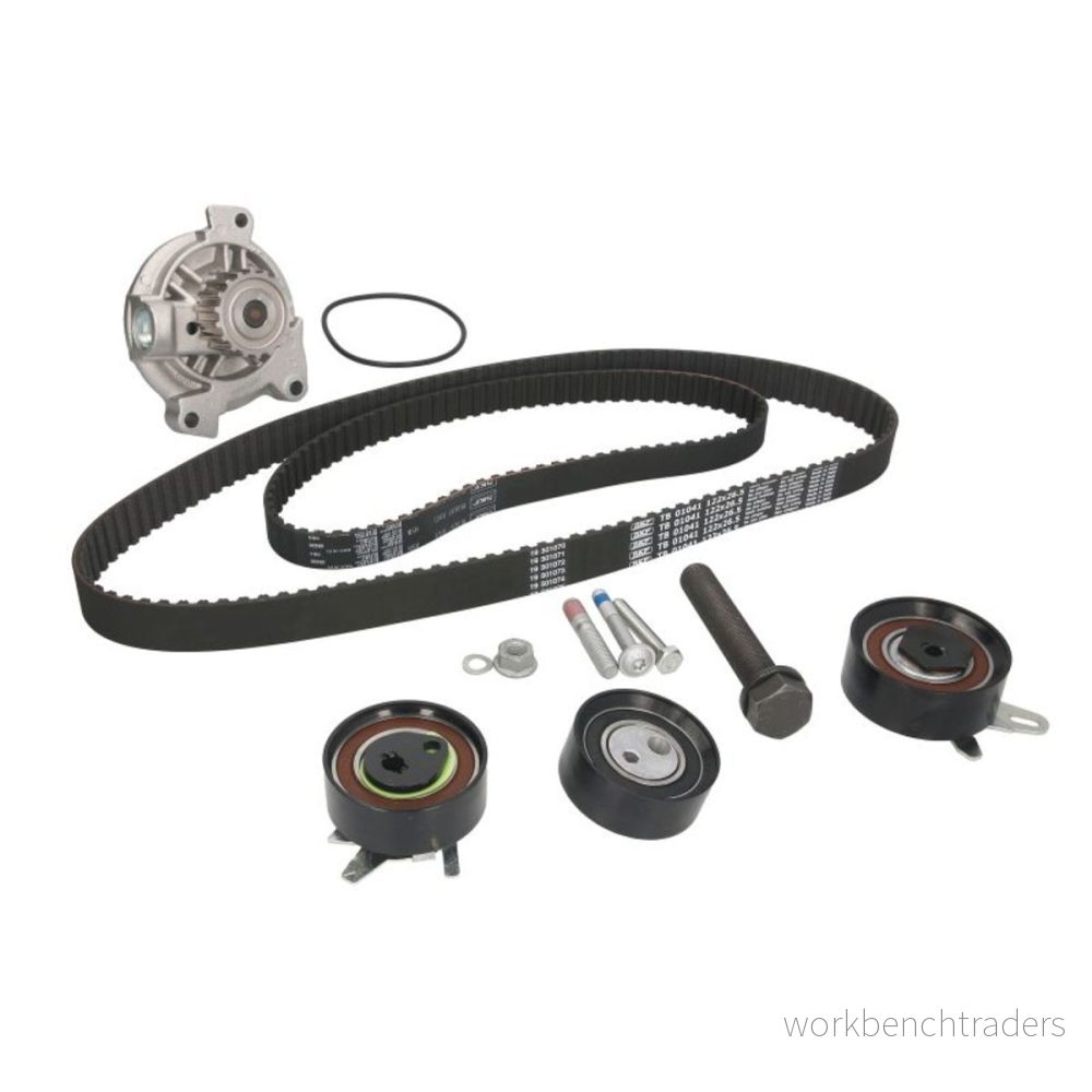 SKF VKMC 01258 2 Vattenpumpar + Kamremssats med packningar pinnskruvar 26,5mm trapetspormad tandprofil stålplåt VOLVO: 850 Kombi, V70 2, I 7316574321407