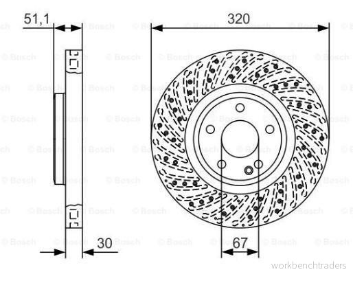 BOSCH 0 986 479 A60 Disque de frein 320 30 5 112 troué, ventilé revêtu allié/carbonisé MERCEDES BENZ: Classe B, A, GLA 4047025362795