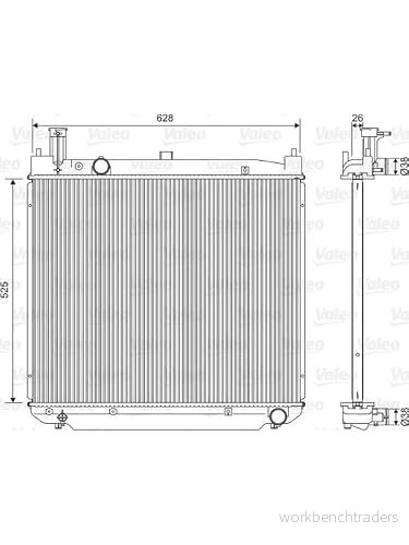 VALEO 701591 radiateur du moteur Aluminium 628 525 26 sans thermostat de liquide refroidissement Grille soudée TOYOTA: HIACE 4 Kasten 3276427015911