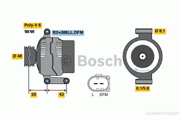 BOSCH 0 986 047 220 Alternateur 14V 100A MINI: 3/5 portes, Cabriolet 3165144046394