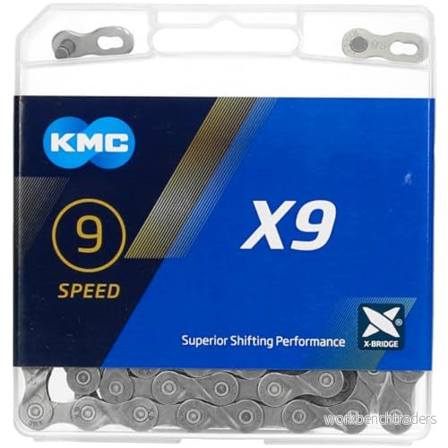 Grandinė KMC X9 Pilkas 9 greičių 114 links 4715575881324
