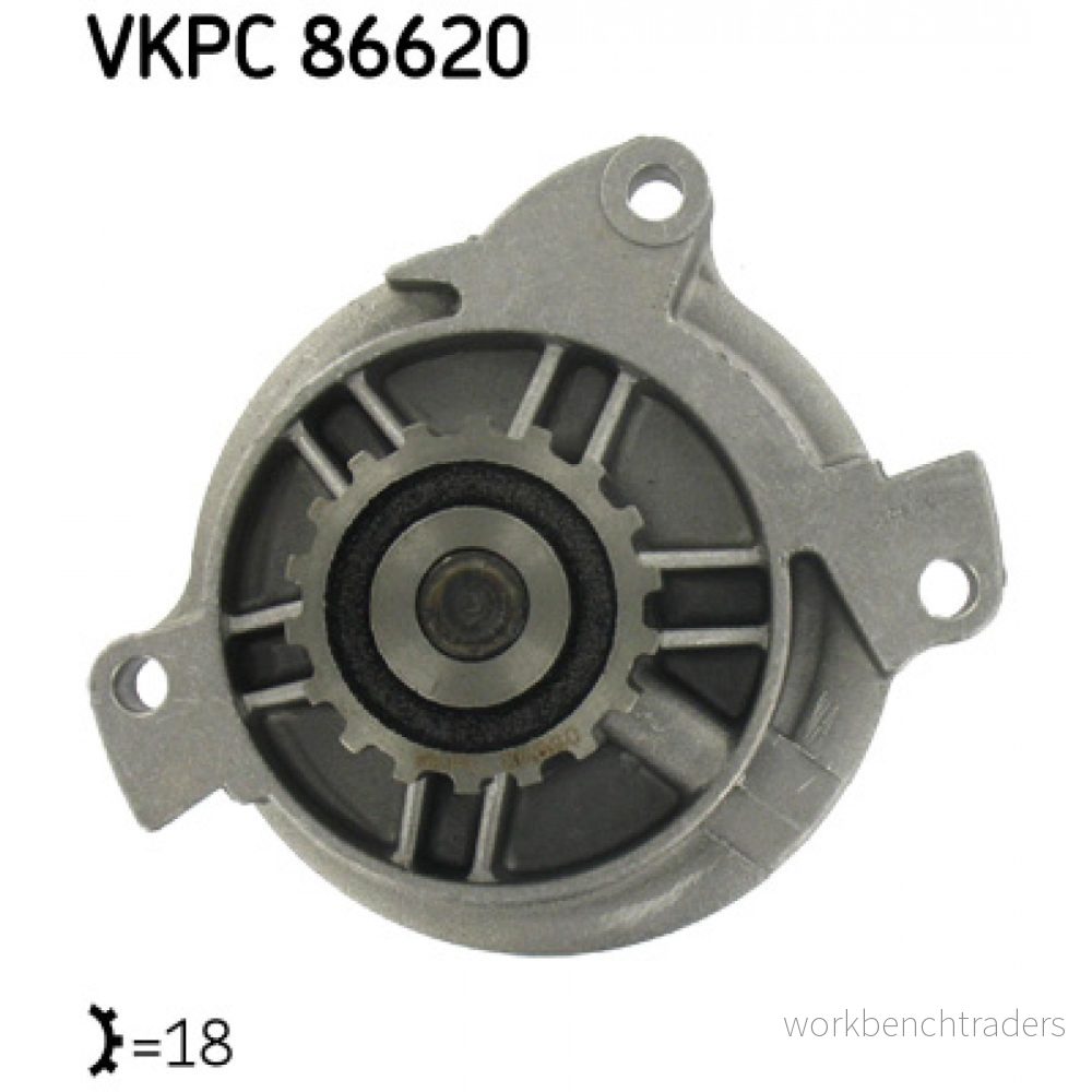 SKF VKPC 86620 Pompe à eau 18 Tôle d'acier pour transmission par courroie de distribution VOLVO: 850 Break, V70 2, 940 II Break 7316572507032