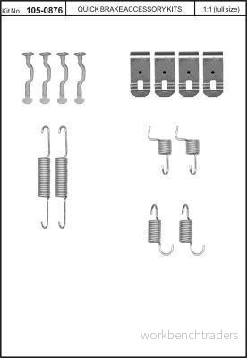 Tillbehörssats, bromsbackar, parkeringsbroms QUICK BRAKE 105 0876 5706021105261