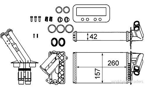 MAHLE ORIGINAL AH 103 000S Radiateur De Chauffage avec joints, accessoires bague d'étanchéité, rondelle élastique, vis/boulons 4057635045940