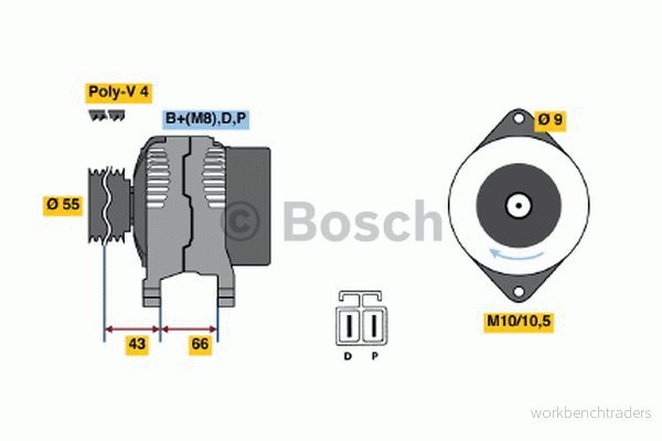 BOSCH 0 986 045 551 Alternateur 14V 70A MAZDA: MX 5 2, 323 F 6, FAMILIA 3165143610268