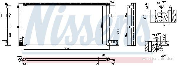 NISSENS 940829 Condenseur De Clim avec déshydrateur Aluminium 750 R 134a FORD: Transit Custom V362 Van, V363 Tourneo Minibus 5707286428850