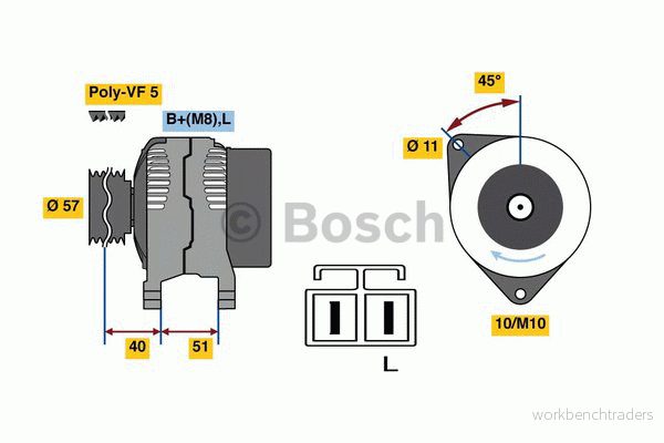 BOSCH 0 986 081 060 Alternateur 14V 120A KIA: Venga, RIO 2, CARENS 3, HYUNDAI: i30 I 3/5 portes, Break, Matrix 4047024837379