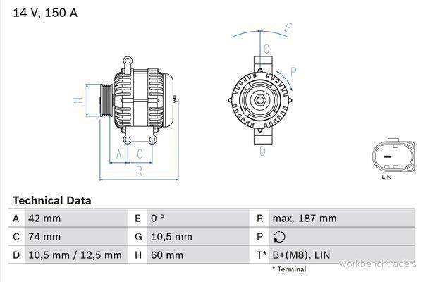 Bosch Växelströmsgenerator 0 986 082 330 4047025332309